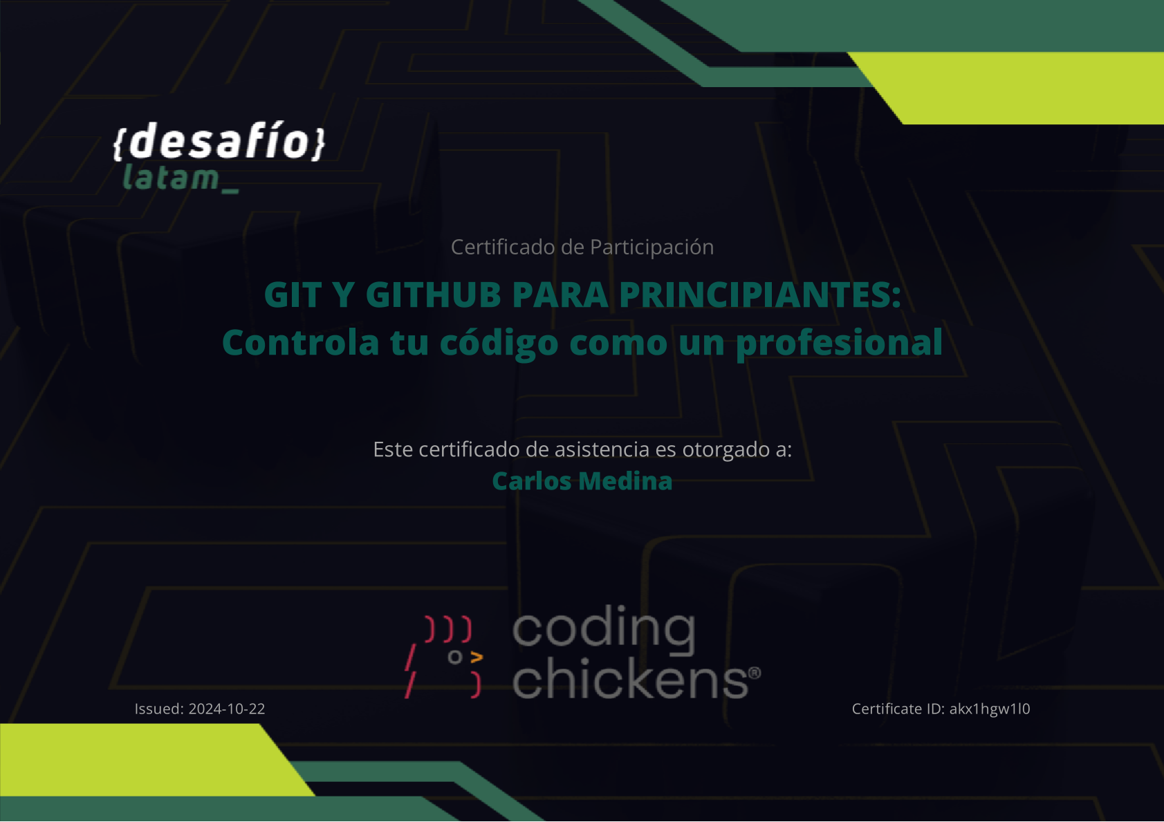 Git y Github para Principiantes - Coding Chickens - Carlos Eduardo Medina Lezama